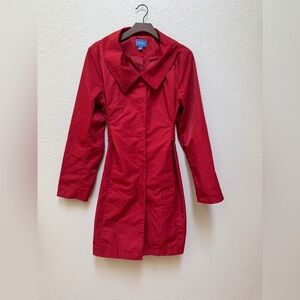 Simply Vera Vera Wang Red Trench Coat Tie Waist Jacket Size L